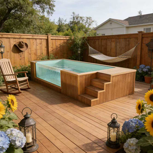Piscine familiale extérieure avec coque en fibre de verre et zone peu profonde sécurisée pour les enfants - Product Image 2