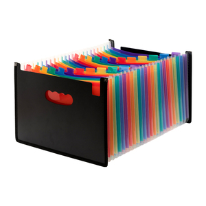 24 Grid Rainbow Telescopic Rope Buckle Long A4 <strong>Expanding</strong> <strong>File</strong> Organizer Plastic Documents Binder Leather PP <strong>Box</strong> <strong>File</strong> Style - Product Image 3
