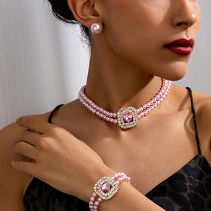 Wholesale Jewelry Set French Retro Multi-layer <b>Pearl</b> <b>Necklace</b> Female Bracelet <b>Necklace</b> <b>Earrings</b> - Product Image 2