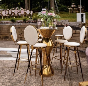 <span class=keywords><strong>Table</strong></span> <span class=keywords><strong>haute</strong></span> de bar à cocktails avec lumière LED colorée dorée pour fête et mariage - Product Image 3