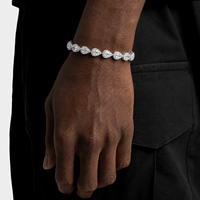 Bracelet chaîne et maillons vintage en forme de goutte d'eau avec zircon rouge pour femme, pierre CZ couleur personnalisée, plaqué argent/or, cadeau pour femme