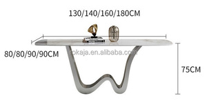 Juego de mesa de comedor moderno de piedra sinterizada, muebles de comedor, mesa de cena con Base de <span class=keywords><strong>Metal</strong></span> dorado, mesa de comedor familiar de 4, 6 y 8 plazas - Product Image 6