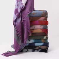 Pañuelo/Chal de Viscosa Modal 2026 con Estampado Digital de Doble Cara, Estilo Pintura al Óleo Tie-Dye, Degradado Étnico Musulmán, Tejido Arrugado