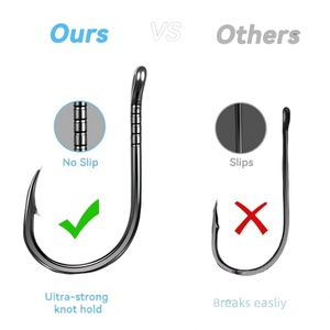 Wholesale price 3X Strong High Carbon Steel Wire Grooved Jig Hooks 3#-16# Barbed Saltwater River Single Hooks <strong>Bass</strong> Carp - Product Image 4