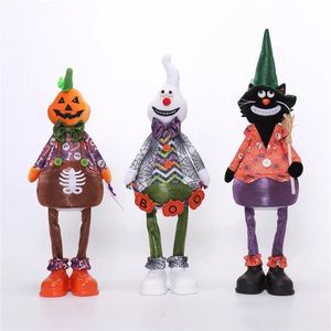 Whimsical Light Up Halloween Gnomes Black and White Striped Standing Ornaments for Party - Product Image 5