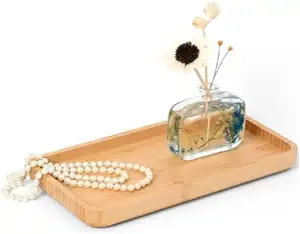 Bamboo Rectangular Wooden Tray for Bathroom Versatile Toilet Tank Tray Countertop Organizer small rectangle wood tray