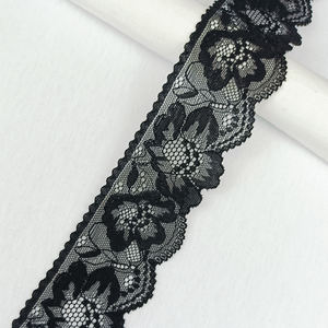 تخفيضات كبيرة سوداء ضيقة تمتد دنة/نايلون الأزهار الدانتيل الفرنسي تريم التقليدية خمر النمط الملابس الداخلية - Product Image 3