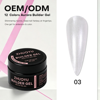 Gel de construction Aurora sans TPO, gelée pailletée pour extension d'ongles, kit de gel dur à retirer par trempage, marque privée