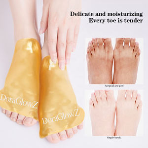 Großhandel Private Label OEM ODM 24 Karat Gold Kollagen Fuß maske Organische feuchtigkeit spendende Kristall Fuß maske - Product Image 2