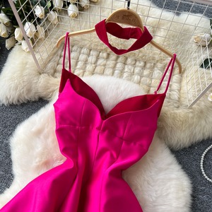 Vestido Maxi de Lujo con Cuello Halter y Línea A, Estilo Socialité Francesa, con Pompones y Sujetador Incorporado, para Mujer, Vintage, a Precio Competitivo - Product Image 4