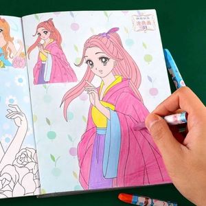 Jouets de dessin animé en 3D pour enfants, livres de coloriage éducatifs pour étudiants avec crayons, couverture en papier peignable, papeterie - Product Image 6
