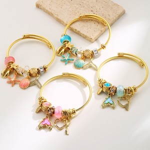 <span class=keywords><strong>Nueva</strong></span> <span class=keywords><strong>Pulsera</strong></span> Panjiadora Estilo Vacaciones en la Playa, Corte Brillante, Chapada en Oro, Acero Inoxidable, Diseño de Estrella de Mar para Mujer - Product Image 1