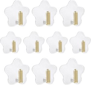 Custom Luxury Flower Shape Transparent Self-Adhesive Modern <b>Wall</b> Mounted <b>Hooks</b> for Wardrobe Bathroom Kitchen-Multifunctional - Product Image 1