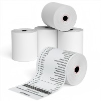 Rollos de papel térmico blanco Térmico 55gsm 3 1/8X230 Rollo de recibos Sin BPA 50mm Impresora de Banco de oficina Hasta papel térmico