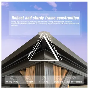 NOWENSOL 10 'x 13' Hard Top Pavilion <b>Gazebo</b>, Galvanized Steel Double-Layer Roof Aluminum Pavilion, with <b>Curtains</b> and Nets - Product Image 3