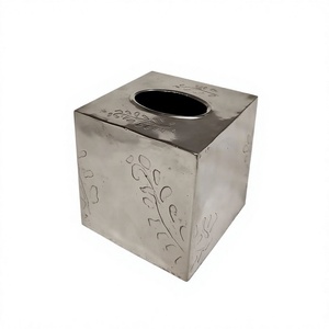 Boîte à mouchoirs en métal de forme carrée, design floral classique, distributeur de mouchoirs, boîte à serviettes en métal, durable, décorative, pour table à manger - Product Image 1