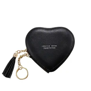 Porte-monnaie en forme de cœur pour femme, petit portefeuille en cuir avec clip porte-clés, porte-monnaie pour les courses, les rendez-vous et les voyages - Product Image 5