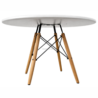 Table à manger ronde moderne, table de cuisine avec pieds en bois et structure croisée stable pour salle à manger et appartement, diamètre 80 cm