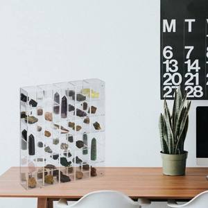 Présentoir de roche réglable Vitrine de stockage de pierres acryliques transparentes Vitrine de support de pièces de collection en cristal minéral Organisateur Vitrine - Product Image 2