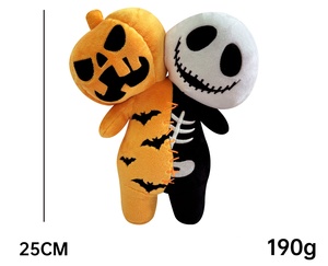 Оригинальная светящаяся плюшевая игрушка на Хэллоуин: кукла-тыква с двойной головой и черепом, подарок для детей - Product Image 6