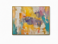 Tableau mural abstrait en acrylique impasto encadré, texture éclaboussée colorée pour hôtel, chambre à coucher, salon