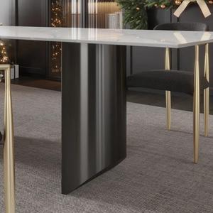 Tavolo da pranzo rettangolare allungabile con substrato in acciaio finto marmo dal Design moderno 62.99 alla 94.48 pietra sinterizzata lavorata di precisione - Product Image 4
