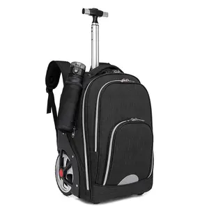 Haoen Offre spéciale personnalisé Étudiant école bagages sac noir roulant chariot école sac à dos sac avec roues