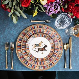 Services de table de luxe en porcelaine fine avec motif incrusté d'or, kit de tasses étanche et compatible lave-vaisselle pour restaurants (vente en gros) - Product Image 2