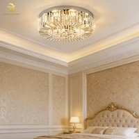 Plafonnier LED rond moderne de style nouveau, en cristal, pour salon, de style romantique français, luminaire décoratif artistique créatif américain