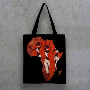 Thiết kế mới nhất phong cách Châu Phi bán buôn phim hoạt hình mô hình bản đồ vải Tote Túi Túi - Product Image 6