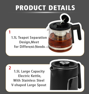 Juego de Teteras Dobles para el Hogar y Hoteles, Hervidor de Agua Eléctrico Inalámbrico de 1500 W con Función de Mantener Caliente y Pantalla LED - Product Image 4