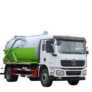 High Quality Shanqi Cleaning suction truck 4x2 Sewage Suction Tanker Truck with High Pressure Cleaning Function