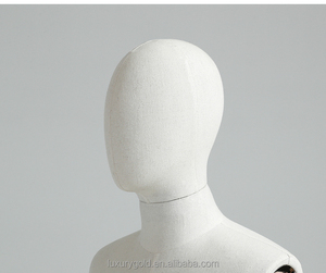 Exhibición de ropa, maniquí africano de pierna larga, lino negro/blanco, medio cuerpo para <span class=keywords><strong>hombre</strong></span> con brazos de madera flexibles - Product Image 3
