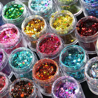 Poudre de paillettes holographique multicolore en vrac PET, forme personnalisée, pour nail art, décoration de Noël, artisanat et fêtes - Nouveauté 2025 - Vente en gros