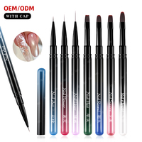 OEM ODM Personnalisé – Lot de 10 Pinceaux à Ongles – Manche Métallique Noir Dégradé – Pointe Ronde – Pour Gel Acrylique et Peinture Artistique