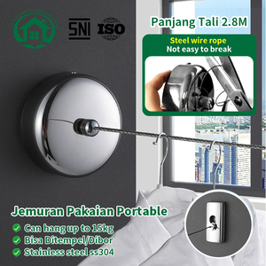 Pano.V 2.8m Étendoir mural rétractable peu encombrant en acier inoxydable pour usage domestique et extérieur - Product Image 2