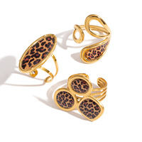 Bague Léopard 5D en Or 18K Style Rétro avec Effet Goutte d'Huile, en Acier Inoxydable Haut de Gamme, Décoration de Main Luxe Léger, Modèle Europe et États-Unis