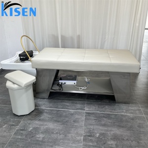 KISEN Fauteuil de lavage capillaire professionnel à vapeur, lit de shampoing moderne pour spa avec thérapie aquatique et massage thaïlandais, et armoire de rangement - Product Image 6