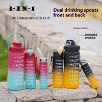 Ensemble de bouteilles d'eau sportives personnalisées 3-en-1 280ml 800ml 2000ml Bouteille de sport motivante OEM ODM