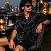 Ensemble 2 pièces décontracté d'été pour homme en satin tissé à imprimé floral, chemise boutonnée et short, tenue de soirée, vente en gros