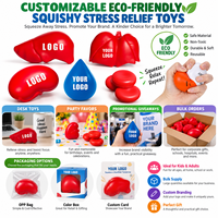 Balle anti-stress souple en PU écologique en forme de cœur rouge avec impression typographique, logo personnalisé, vente en gros, jouet à presser très populaire
