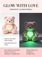 Ourson en peluche doux et lumineux à faible intensité, compagnon de sommeil moelleux pour enfants, idéal pour la peur du noir, parfait pour la Saint-Valentin en couple