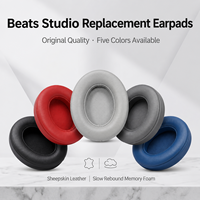 Bantalan Telinga Pengganti Kulit Domba Lembut untuk Headphone Nirkabel Beats Studio 2/3, Bantalan Telinga Busa Memori Isolasi Kebisingan