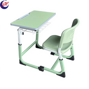 ชุดโต๊ะและเก้าอี้นักเรียนลดราคา เฟอร์นิเจอร์โรงเรียน เก้าอี้ห้องเรียน โต๊ะและเก้าอี้โลหะปรับความสูงได้ - Product Image 1