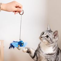 Jouet interactif pour chat, 3 pièces, oiseau qui chante et qui bat des ailes, simulation interactive d'oiseau, jouets pour chat en forme d'oiseau volant pour chats d'intérieur