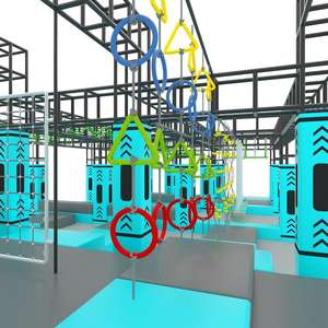 Circuito de Obstáculos Interior Azul Ninja Warrior y Equipo de Trampolín para Niños - Product Image 3