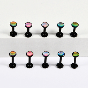 Vente en gros <span class=keywords><strong>d</strong></span>'acier chirurgical Flash <span class=keywords><strong>Film</strong></span> plaqué <span class=keywords><strong>or</strong></span> noir Labret Base plate Boucle <span class=keywords><strong>d</strong></span>'<span class=keywords><strong>oreille</strong></span> époxy Lobe <span class=keywords><strong>d</strong></span>'<span class=keywords><strong>oreille</strong></span> Helix Tragus Piercing Bijoux <span class=keywords><strong>l</strong></span>èvre - Product Image 4