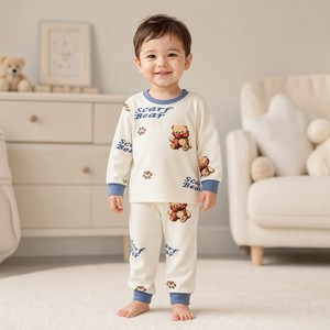 Conjunto de Ropa Interior de Algodón Puro con Dibujos Animados para Niños y Niñas, Pijamas Cálidos para Bebés y Niños Pequeños - Product Image 1