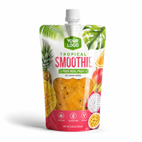 Op maat bedrukte smoothie-spuitzakken, verpakkingen voor tropische fruitpuree met dop voor sap en babyvoeding