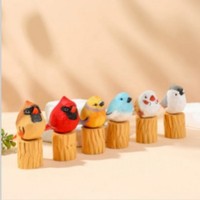 Ornements d'oiseaux de bricolage sculptés à la main gravure en bois décorations de petits animaux pour l'artisanat de bureau à domicile